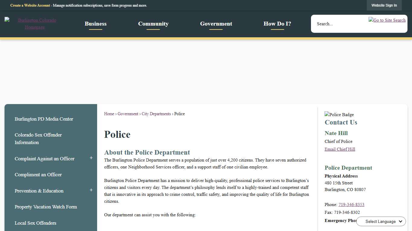 Police Burlington, CO - Official Website