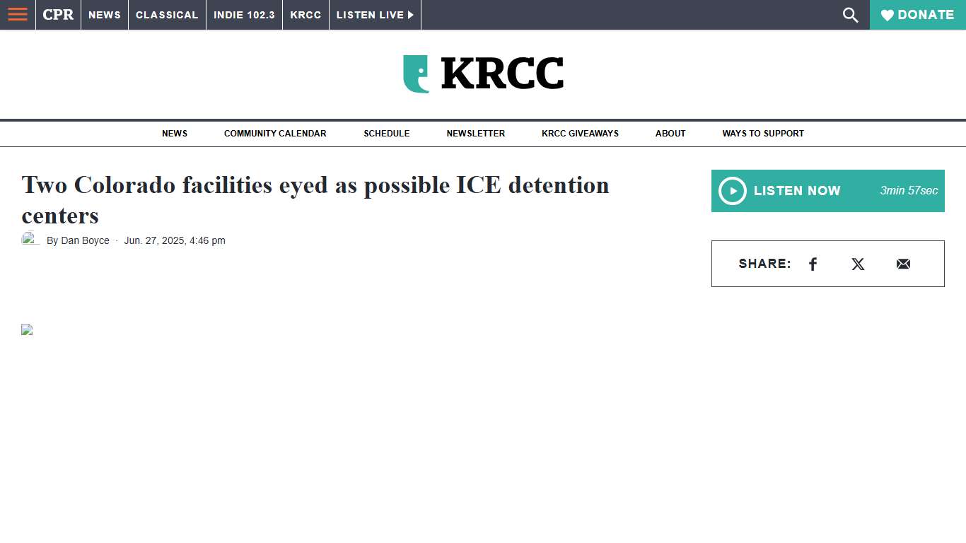 Two Colorado facilities eyed as possible ICE detention centers