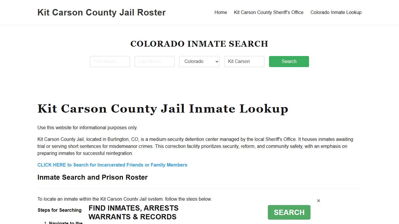 Kit Carson County Jail Roster Lookup, CO, Inmate Search